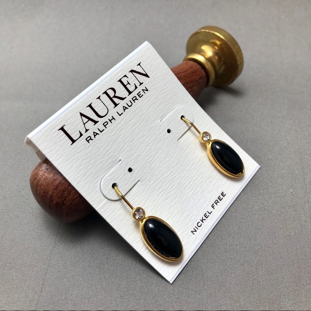 New Lauren Ralph Lauren/Drop/Black w/ Stone/C4-16